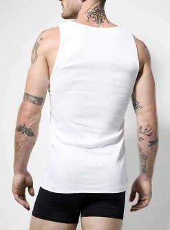 Ribbed crew neck tank undershirts