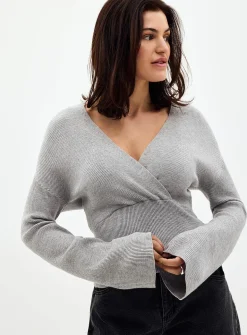 Ribbed crossover sweater