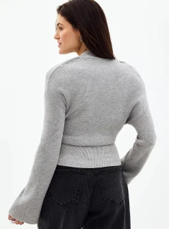 Ribbed crossover sweater