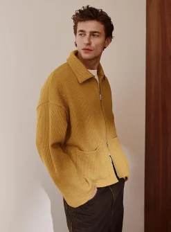Ribbed fleece-lined cardigan