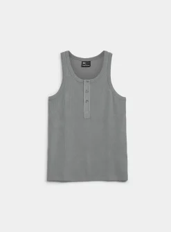 Ribbed jersey Henley tank