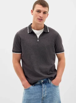 Ribbed piqué polo