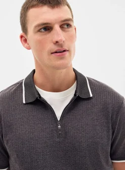 Ribbed piqué polo
