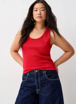 Ribbed scoop-neck cami