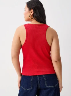 Ribbed scoop-neck cami