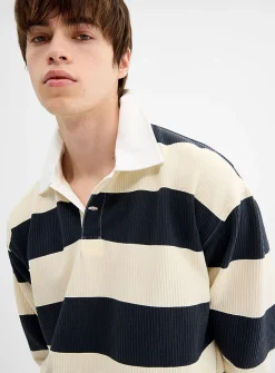 Ribbed texture rugby polo