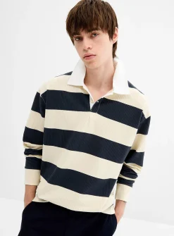 Ribbed texture rugby polo