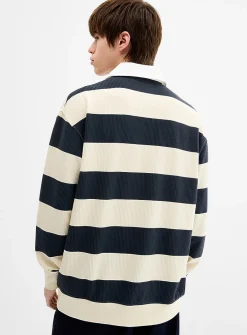 Ribbed texture rugby polo