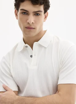 Ribbed-stripe jersey polo