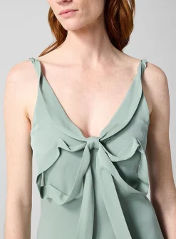 Ribbon silk midi dress