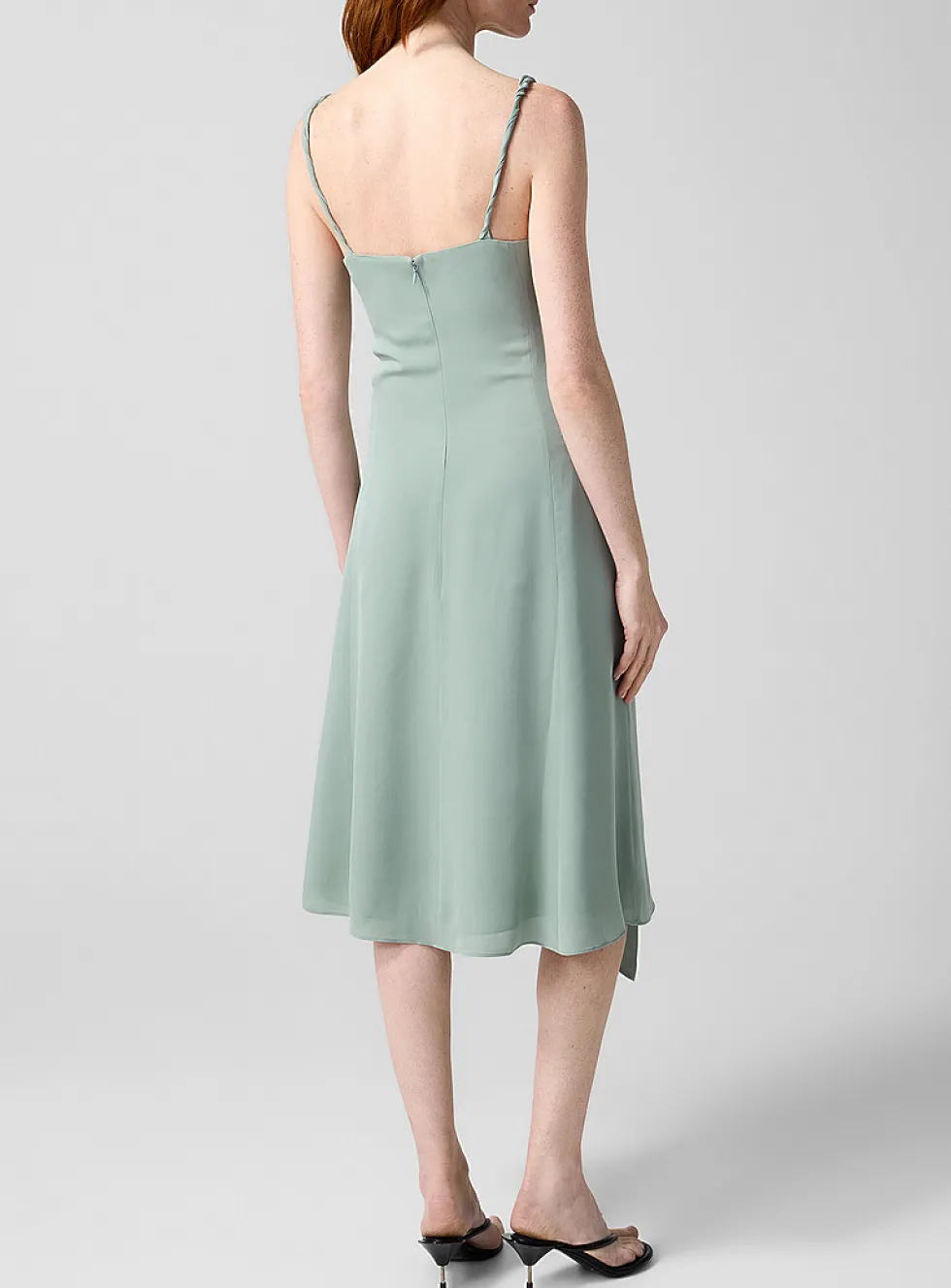 Ribbon silk midi dress