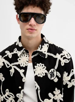 Ribbon-flower shirt