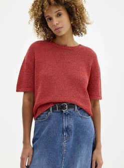 Ribbon-knit loose sweater