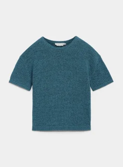 Ribbon-knit loose sweater