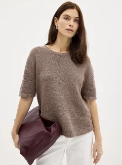 Ribbon-knit loose sweater