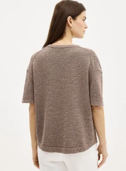 Ribbon-knit loose sweater