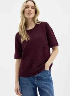 Ribbon-knit loose sweater