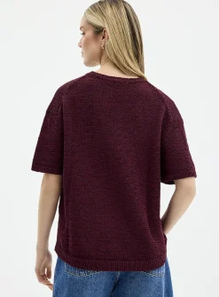 Ribbon-knit loose sweater