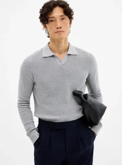 Rib-knit Johnny-collar sweater