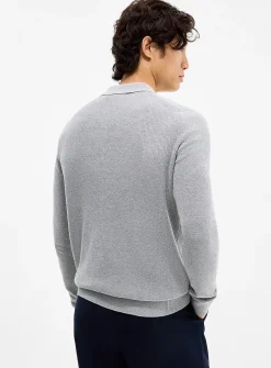 Rib-knit Johnny-collar sweater