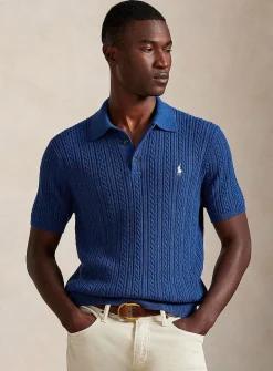 Ribs and twisted cable-knit polo
