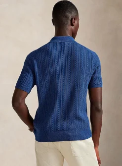 Ribs and twisted cable-knit polo