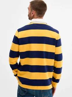 Rider teddy bear striped rugby polo