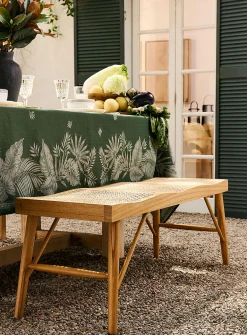 Riopel Mindi wood and rattan bench