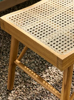 Riopel Mindi wood and rattan bench