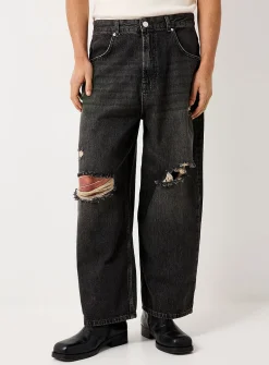 Ripped-knee jean