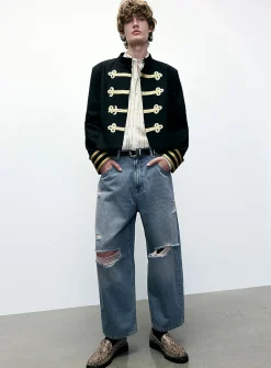 Ripped-knee jean