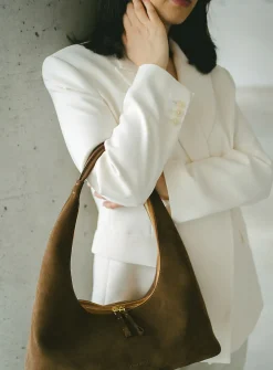 Riviera Hobo chocolate brown suede bag