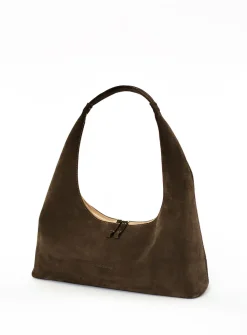Riviera Hobo chocolate brown suede bag