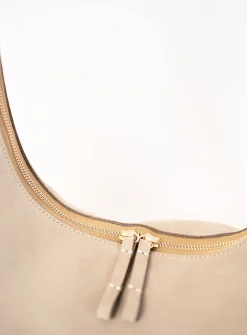 Riviera Hobo taupe suede bag