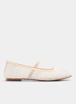 Roamm mesh and crystals Mary Jane ballet flats
