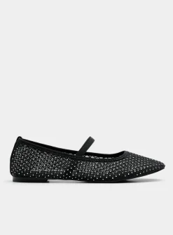 Roamm mesh and crystals Mary Jane ballet flats