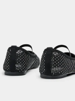 Roamm mesh and crystals Mary Jane ballet flats