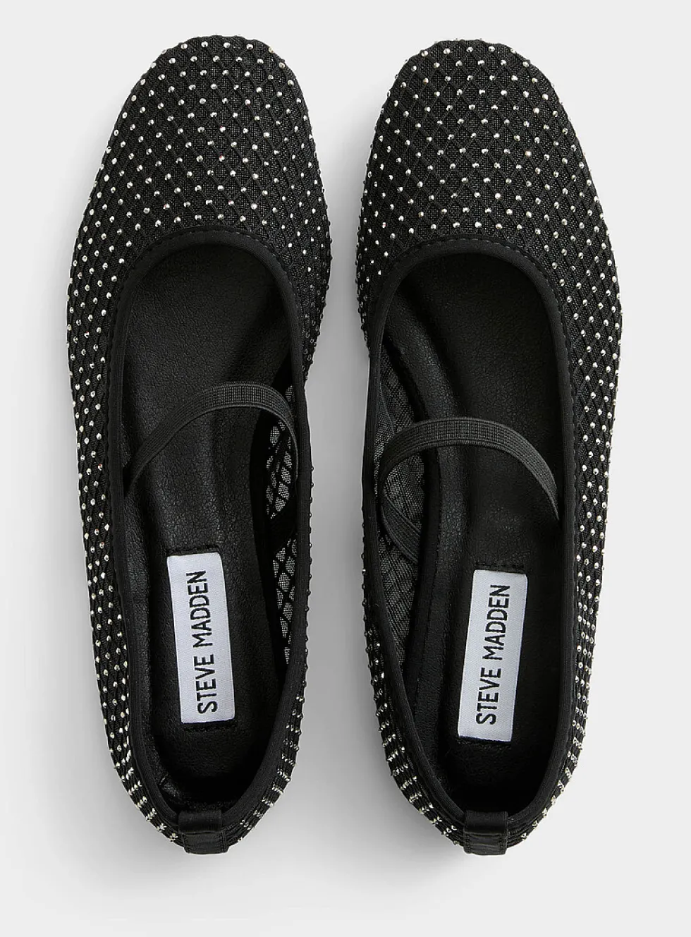 Roamm mesh and crystals Mary Jane ballet flats
