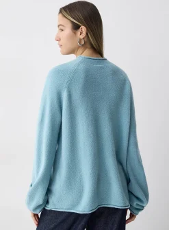 Rolled hem bouclé knit sweater