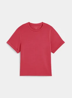 Rolled sleeves peachskin T-shirt