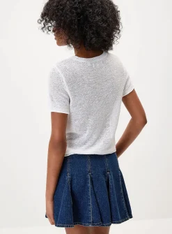 Rolled trim fine-knit sweater
