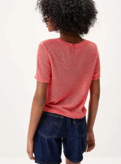 Rolled trim fine-knit sweater