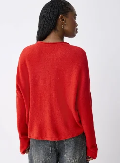 Roll-edge cardigan
