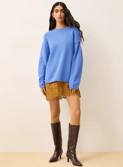 Rolled-hem loose sweater