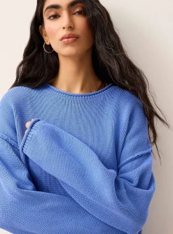 Rolled-hem loose sweater