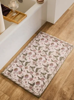 Romantic flowers memory foam bath mat