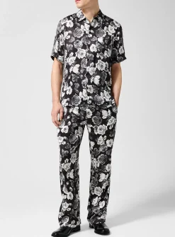 Rose print silk pant