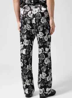 Rose print silk pant
