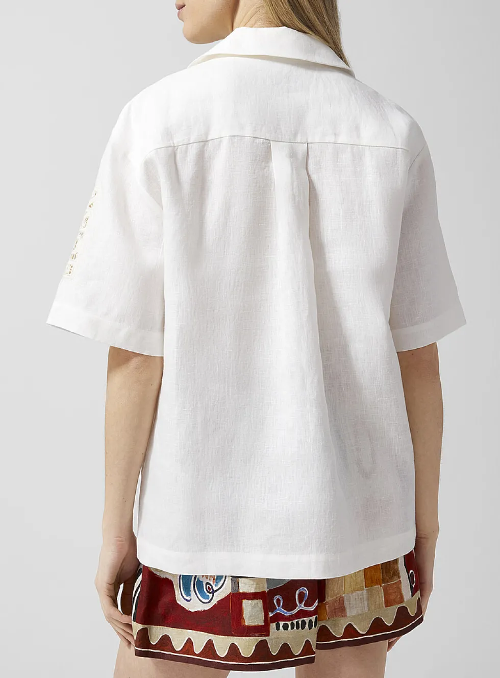 Rosemary openwork embroidery pure linen shirt