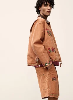 Rosette floral embroidery worker jacket